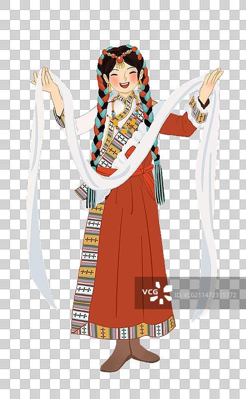 少数民族藏族女孩人物传统文化插画元素图片素材