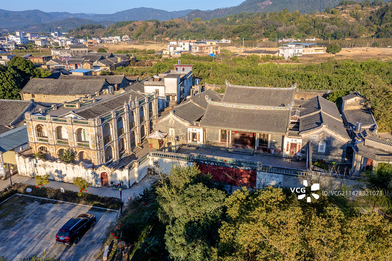 中国广东梅州大埔百侯古镇航拍风光图片素材