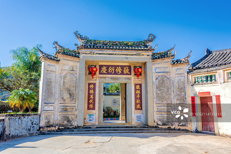 中国广东梅州大埔百侯古镇明清古建筑图片素材