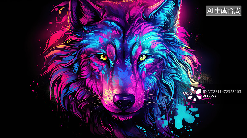 【AI数字艺术】黑色背景下的狗特写肖像图片素材