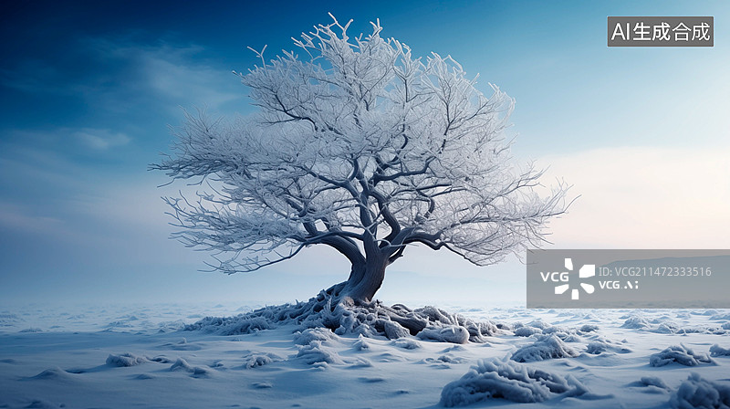 【AI数字艺术】冬季雾凇景观，雾凇背景，冬季雪景，雪景背景图片素材