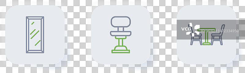 桌椅、办公室和丰满月亮线条组合图片素材