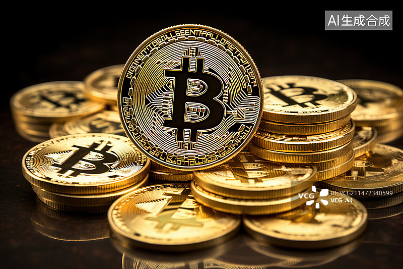 【AI数字艺术】比特币虚拟货币电子货币图片素材
