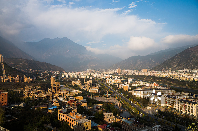 鸟瞰茂县图片素材