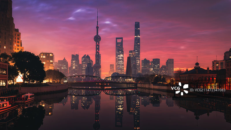 申城朝霞上海图片素材