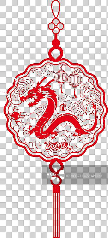 中国传统文化节日2024龙年农历除夕春节新年剪纸插画图片素材