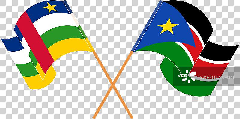 中非共和国交叉挥舞的旗帜图片素材