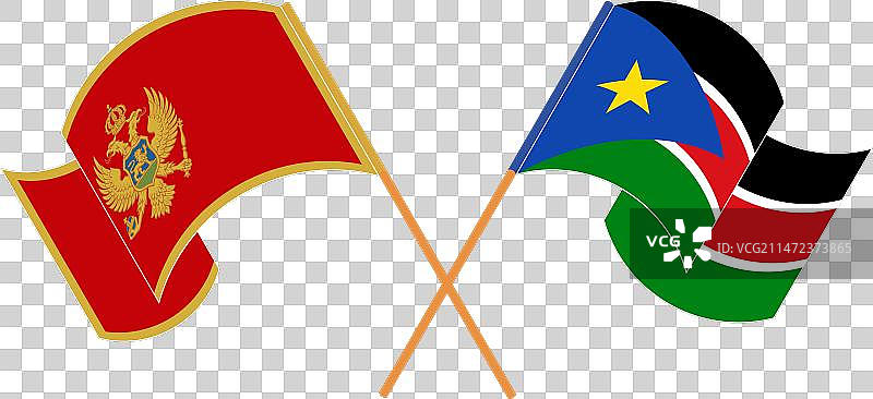 黑山和南非交叉挥舞的旗帜图片素材