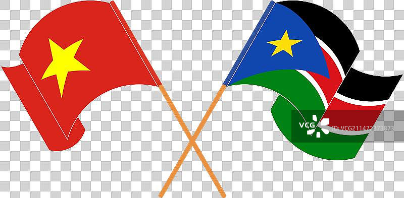 越南和南非交叉挥舞的旗帜图片素材