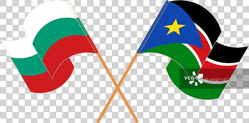 保加利亚和南非交叉挥舞的旗帜图片素材