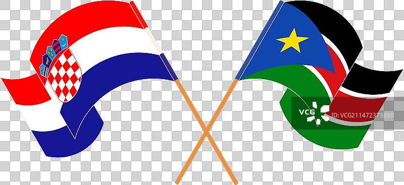 克罗地亚和南非交叉挥舞的旗帜图片素材