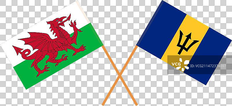 威尔士与巴巴多斯国旗交叉图片素材