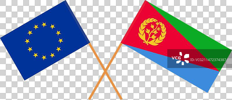 欧盟和厄立特里亚的交叉旗帜图片素材