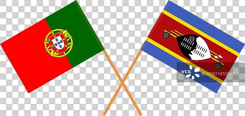 葡萄牙和斯威士兰国旗交叉图片素材