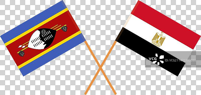 斯威士兰和埃及国旗交叉图片素材