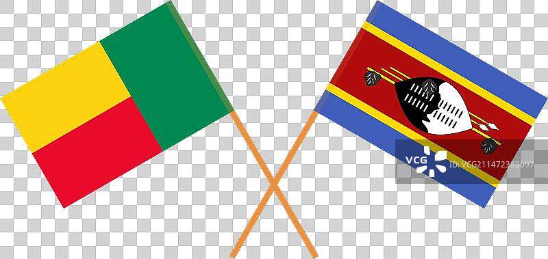 贝宁和斯威士兰的交叉旗帜图片素材