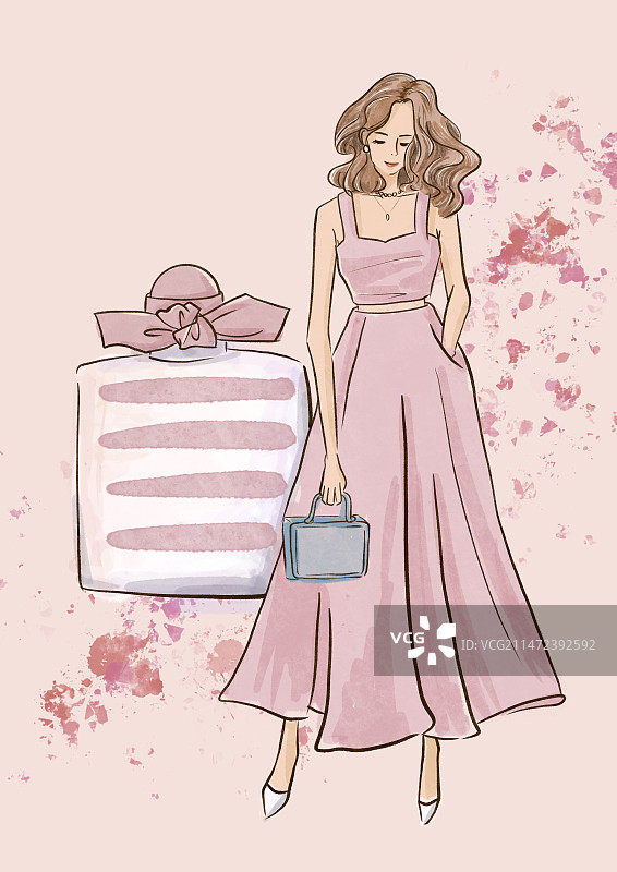 粉调香水女子图片素材