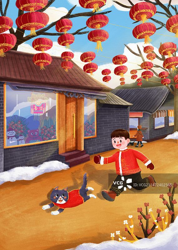 节日气氛的儿童插画图片素材