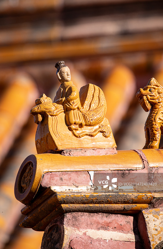 故宫博物院的脊兽特写-骑凤仙人图片素材