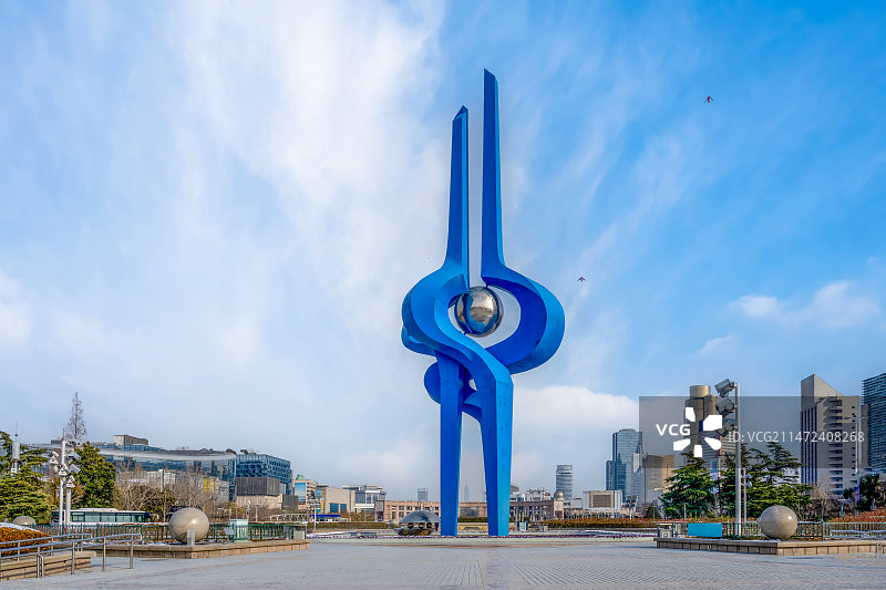 中国山东省济南市泉城广场地标泉标图片素材