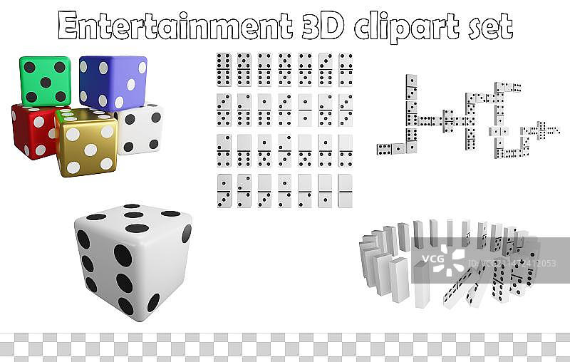 3D渲染棋盘游戏剪贴画元素图片素材
