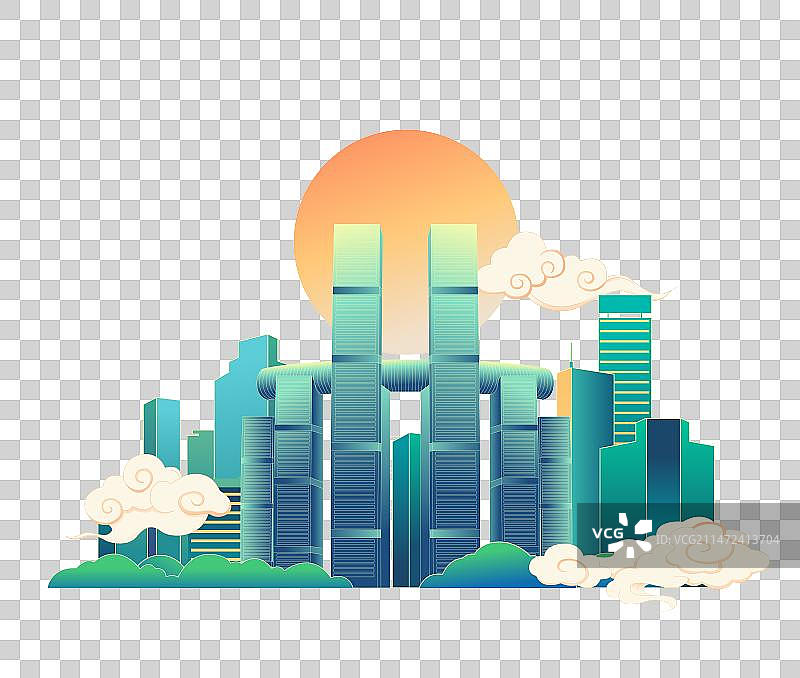 国风重庆城市地标建筑插画图片素材