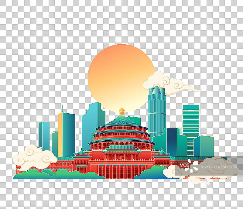 国风重庆城市地标建筑插画图片素材