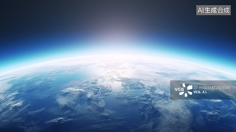 【AI数字艺术】宇宙空间美丽的蓝色星球图片素材