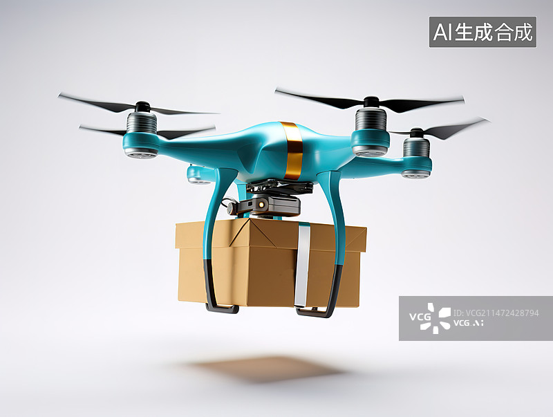 【AI数字艺术】无人机投递包裹快递图片素材