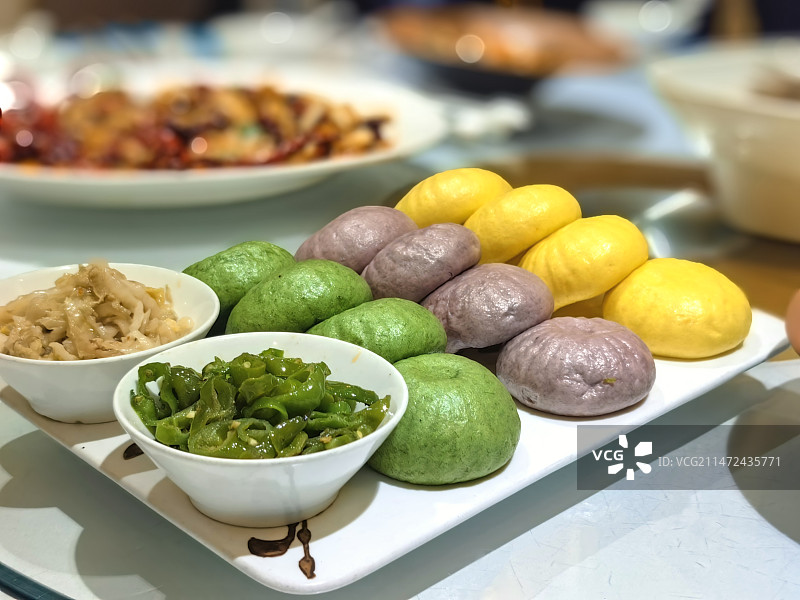 美食摄影--三色窝窝头图片素材