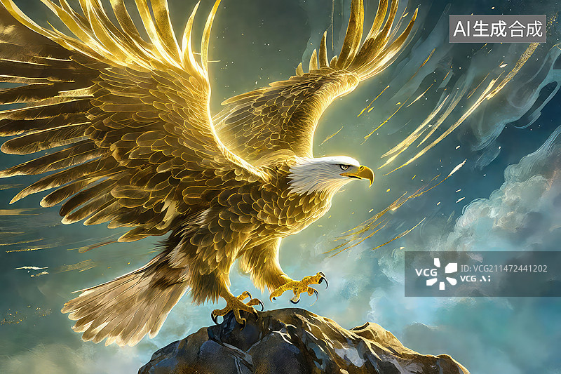 【AI数字艺术】金雕威武的老鹰金鹰图片素材