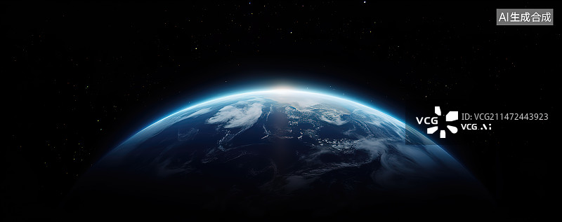 【AI数字艺术】太空视角下地球概念图背景图片素材