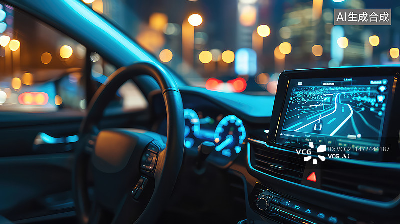 【AI数字艺术】智能驾驶概念设计插画图片素材