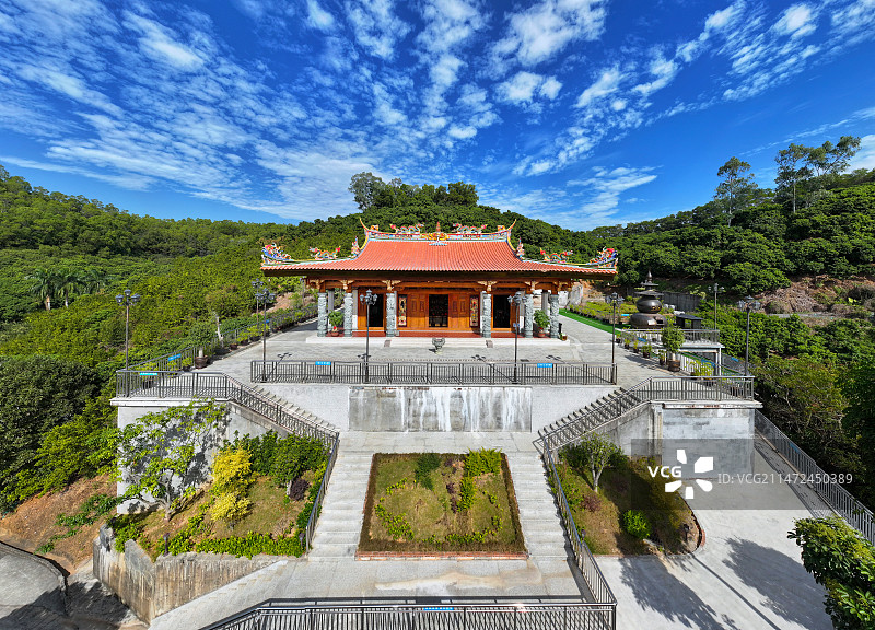 广东省深圳市龙岗区松子坑森林公园深圳凤山寺航拍图片素材