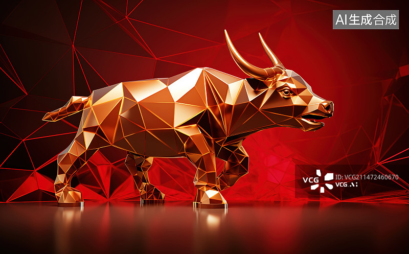【AI数字艺术】红色背景下的大象雕像图片素材