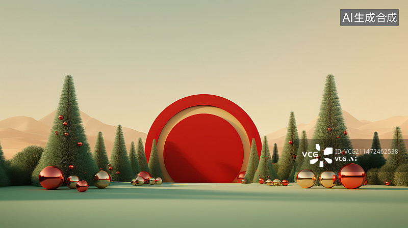 【AI数字艺术】圣诞老人在圣诞树旁的礼物上图片素材