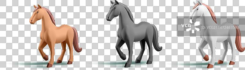 不同品种的马3D渲染图片素材