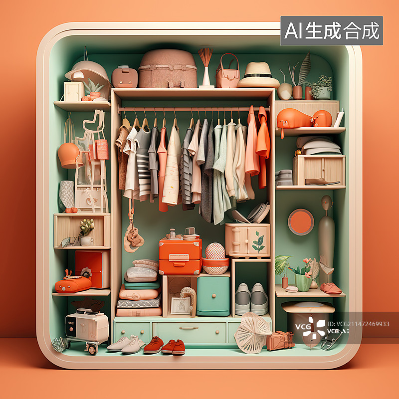 【AI数字艺术】彩色背景下的盒子和容器中的鞋子的特写镜头图片素材