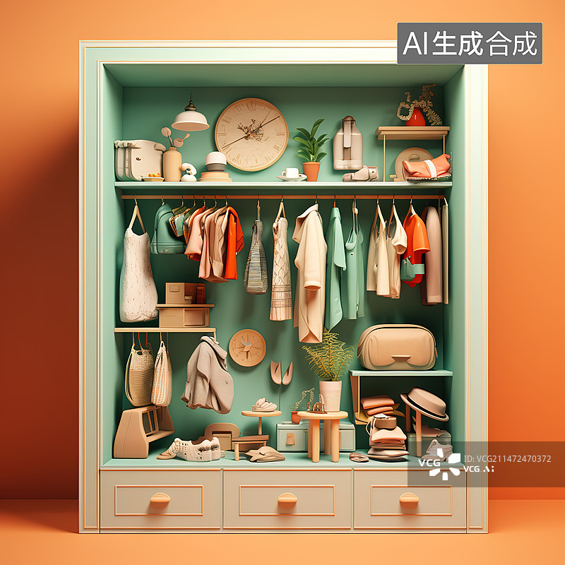 【AI数字艺术】店内挂在架子上的衣服的特写镜头图片素材