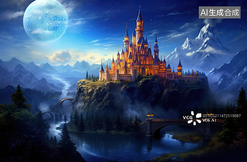 【AI数字艺术】城市风光夜景全景图片素材