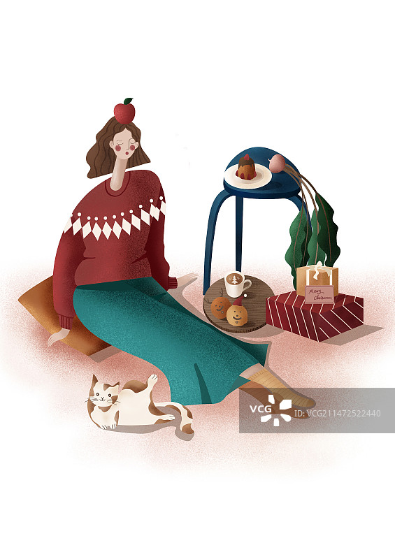 和猫咪一起过圣诞图片素材