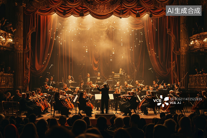 【AI数字艺术】油画风格古典音乐会交响乐图片素材