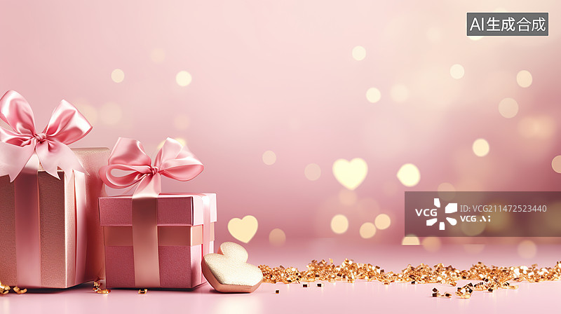 【AI数字艺术】情人爱心礼物背景图图片素材
