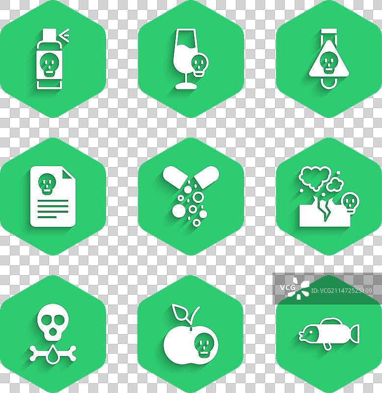 毒药丸苹果河豚鱼有毒套装图片素材