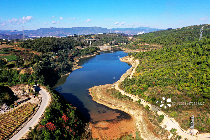 关箐水库位于玉溪市红塔区研和街道办事处,水库规模为小（一）型， 总库容410万m3，灌溉面积1150图片素材