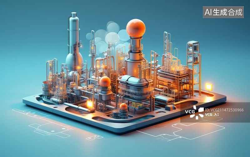 【AI数字艺术】工业4.0解决方案3D模型演示图片素材