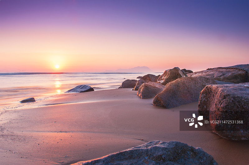 海湾晨曦图片素材