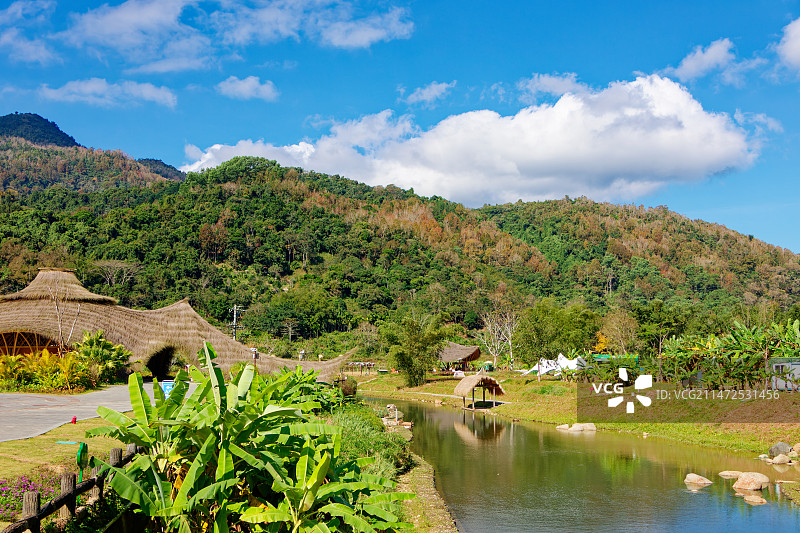 海南五指山热门美丽乡村毛纳村美丽风光图片素材