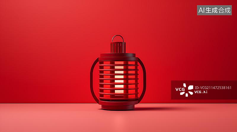【AI数字艺术】简约红色灯笼场景新年背景图片素材