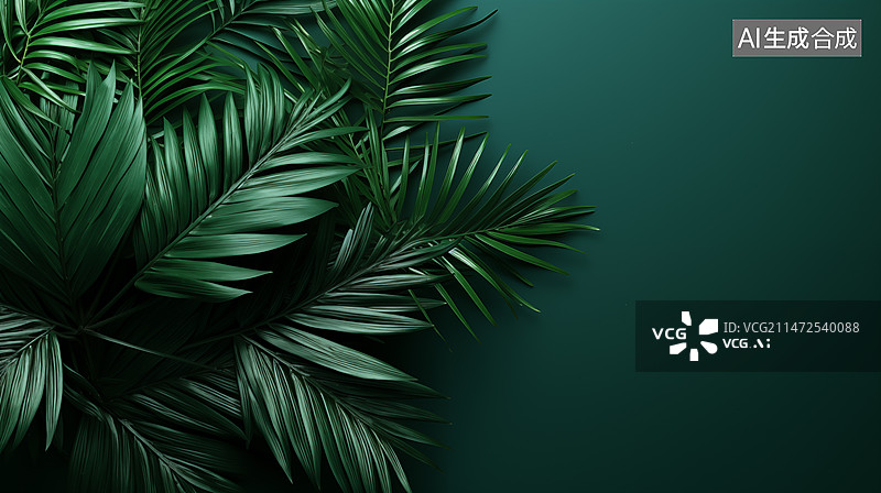 【AI数字艺术】绿色树叶简约背景图片素材